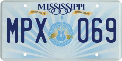 MS license plate MPX069