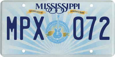 MS license plate MPX072
