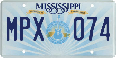 MS license plate MPX074