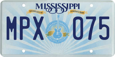 MS license plate MPX075