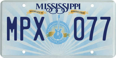 MS license plate MPX077