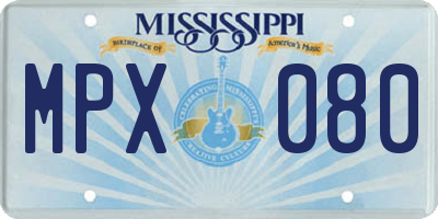 MS license plate MPX080