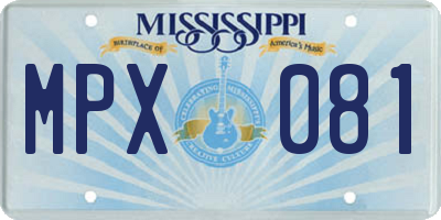 MS license plate MPX081