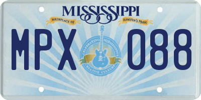 MS license plate MPX088