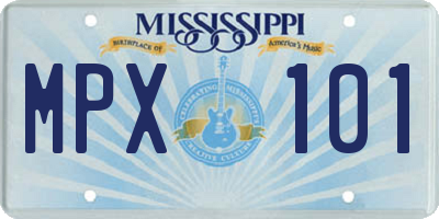 MS license plate MPX101
