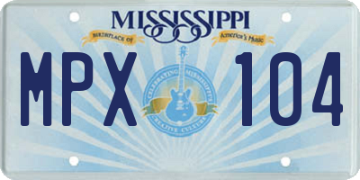 MS license plate MPX104