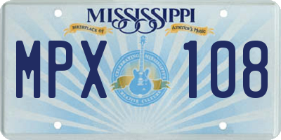 MS license plate MPX108