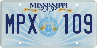 MS license plate MPX109