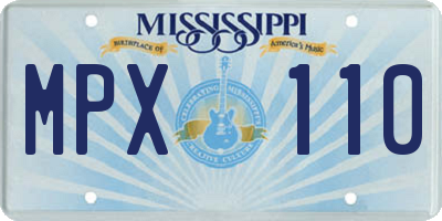 MS license plate MPX110