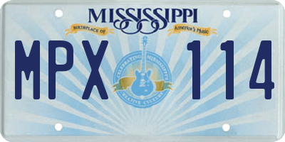 MS license plate MPX114