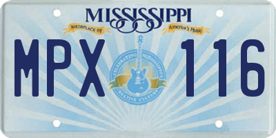 MS license plate MPX116