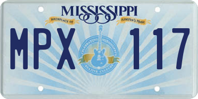 MS license plate MPX117