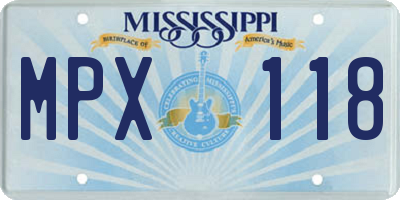 MS license plate MPX118