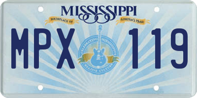 MS license plate MPX119