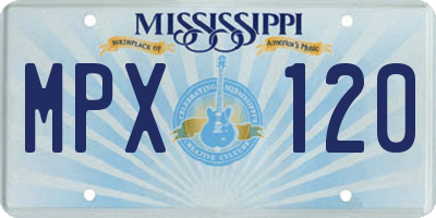 MS license plate MPX120