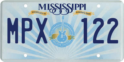 MS license plate MPX122