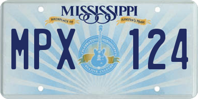 MS license plate MPX124