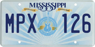 MS license plate MPX126