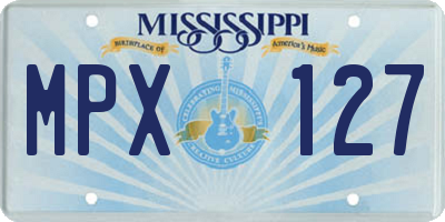 MS license plate MPX127