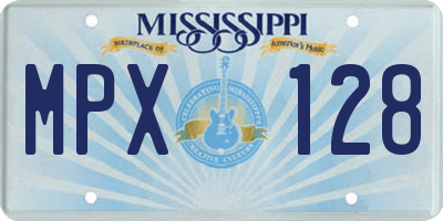 MS license plate MPX128