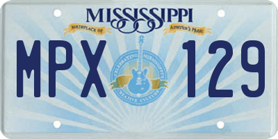 MS license plate MPX129