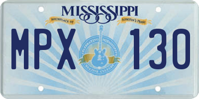 MS license plate MPX130
