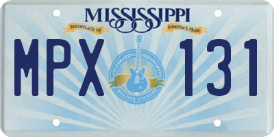 MS license plate MPX131
