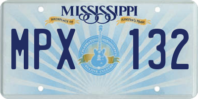 MS license plate MPX132