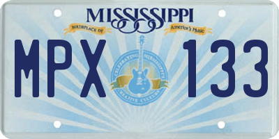 MS license plate MPX133
