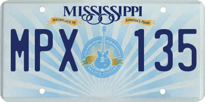 MS license plate MPX135