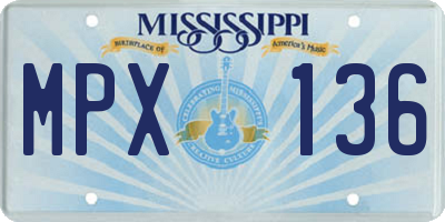 MS license plate MPX136