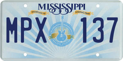 MS license plate MPX137