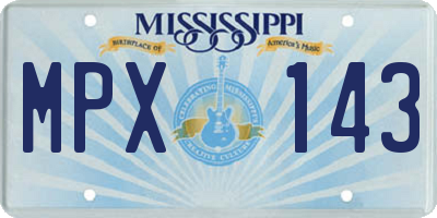 MS license plate MPX143
