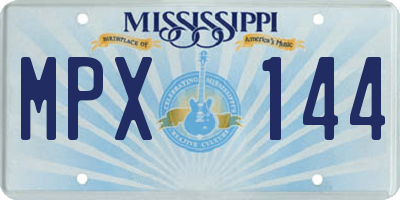 MS license plate MPX144