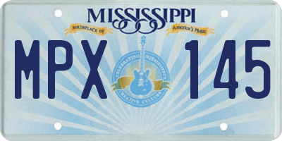 MS license plate MPX145