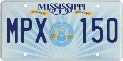 MS license plate MPX150