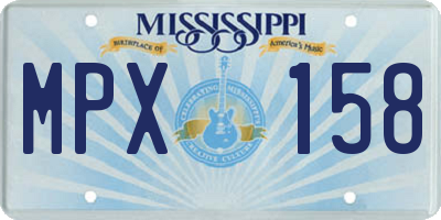 MS license plate MPX158