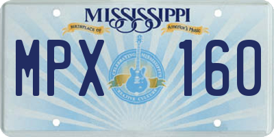 MS license plate MPX160