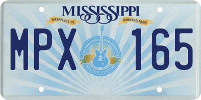 MS license plate MPX165