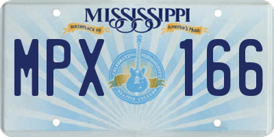 MS license plate MPX166