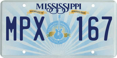 MS license plate MPX167