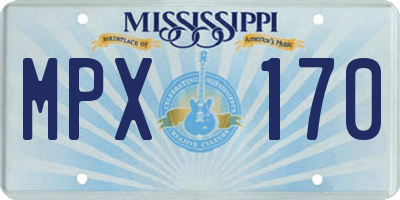 MS license plate MPX170