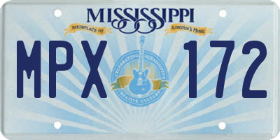 MS license plate MPX172