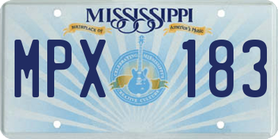 MS license plate MPX183