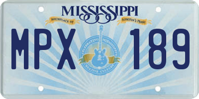 MS license plate MPX189