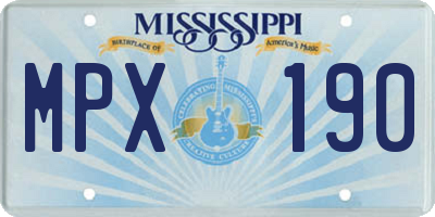 MS license plate MPX190
