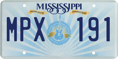 MS license plate MPX191