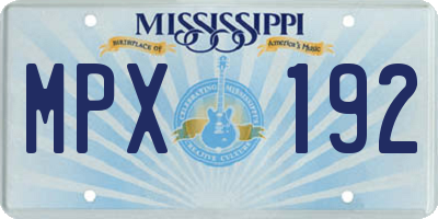 MS license plate MPX192