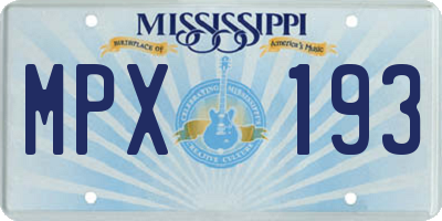 MS license plate MPX193