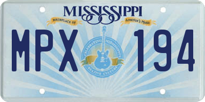 MS license plate MPX194